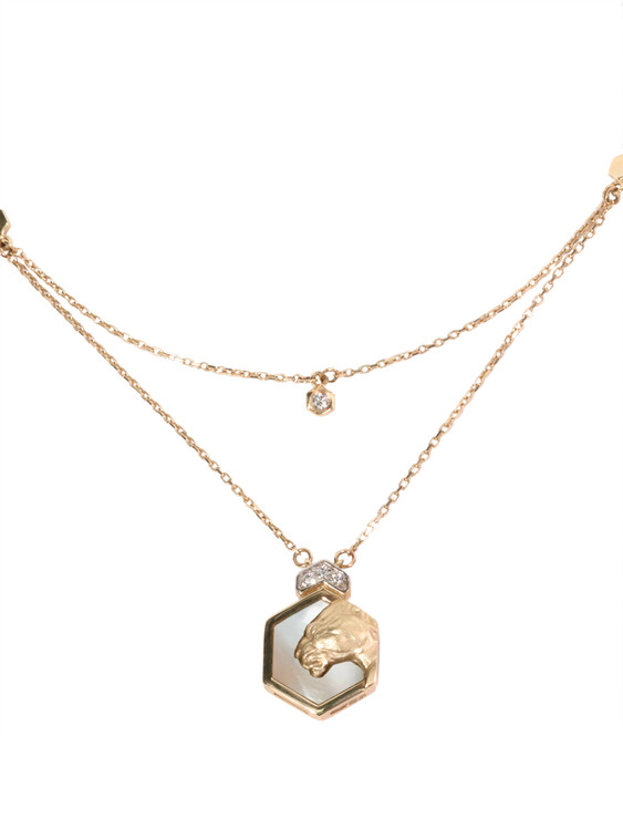 Колье из золота c бриллиантами и перламутром