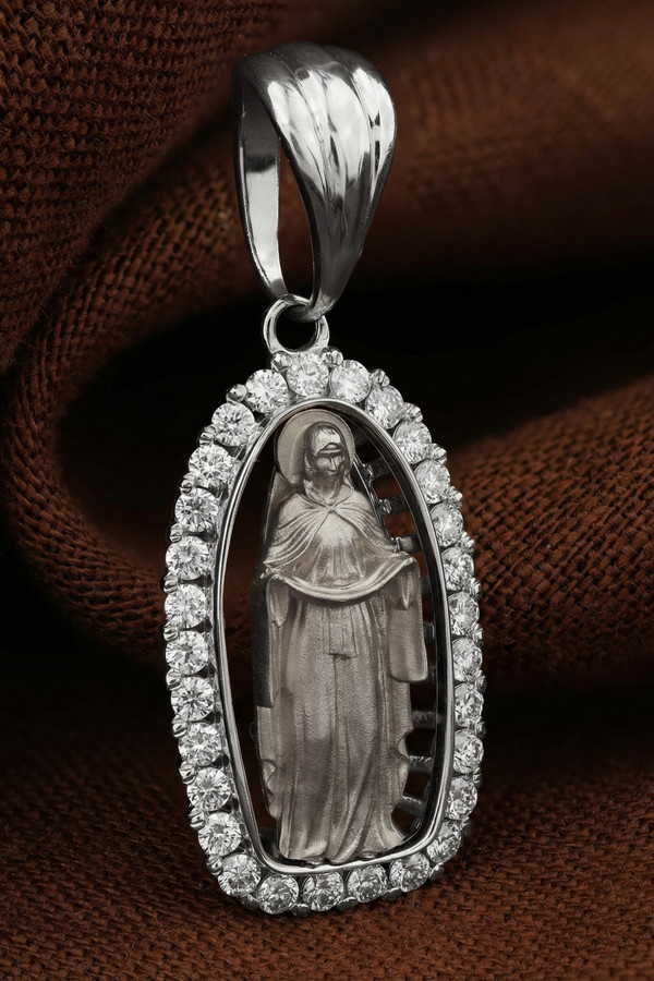 Образок из белого золота c бриллиантами