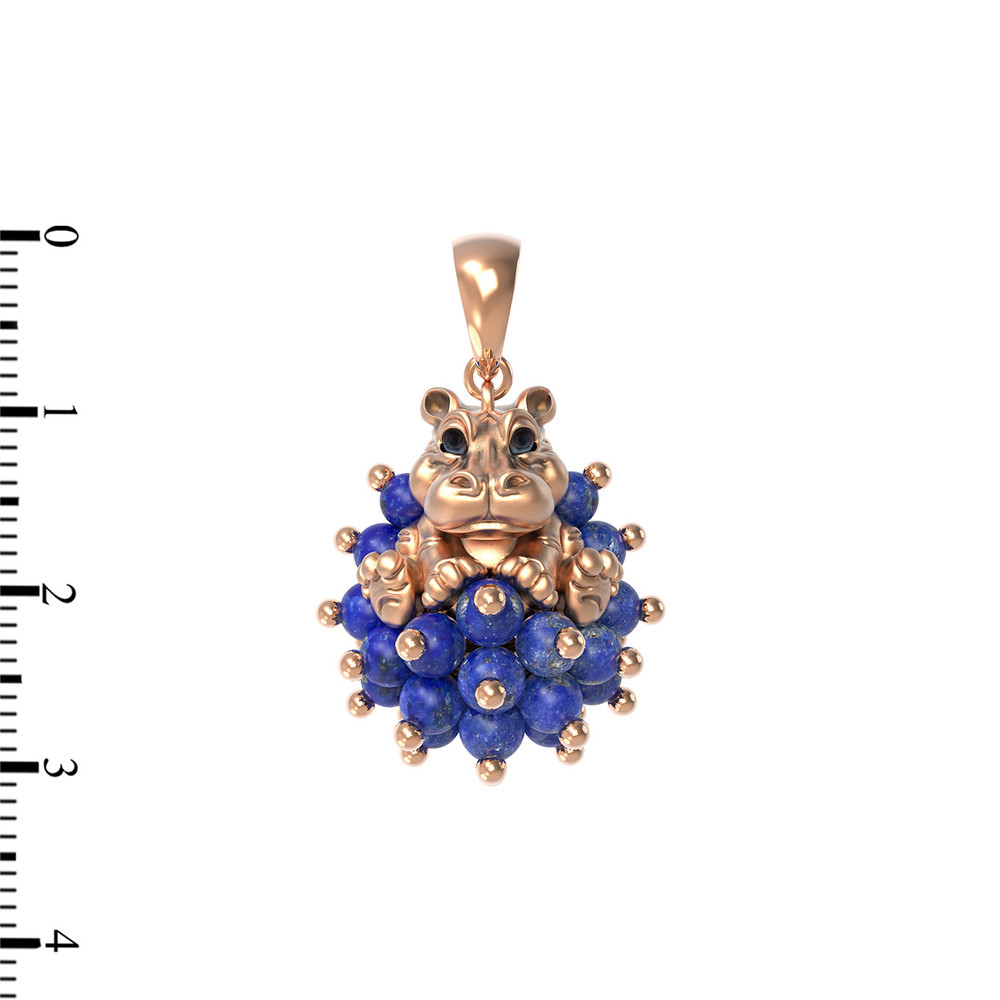 Подвеска из золота c эмалью и лазуритом