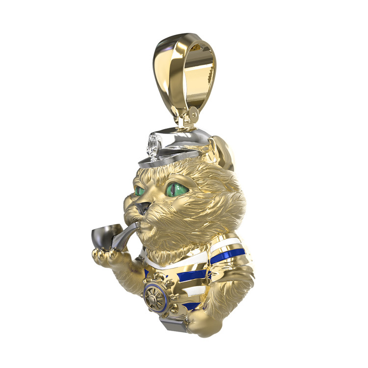 Подвеска из лимонного золота c эмалью, бриллиантами и рубином