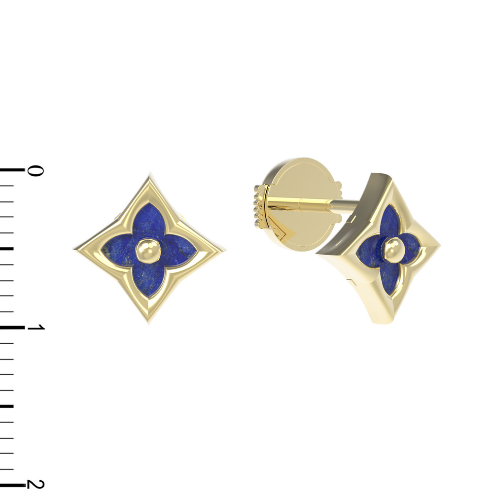 Серьги из лимонного золота c лазуритом