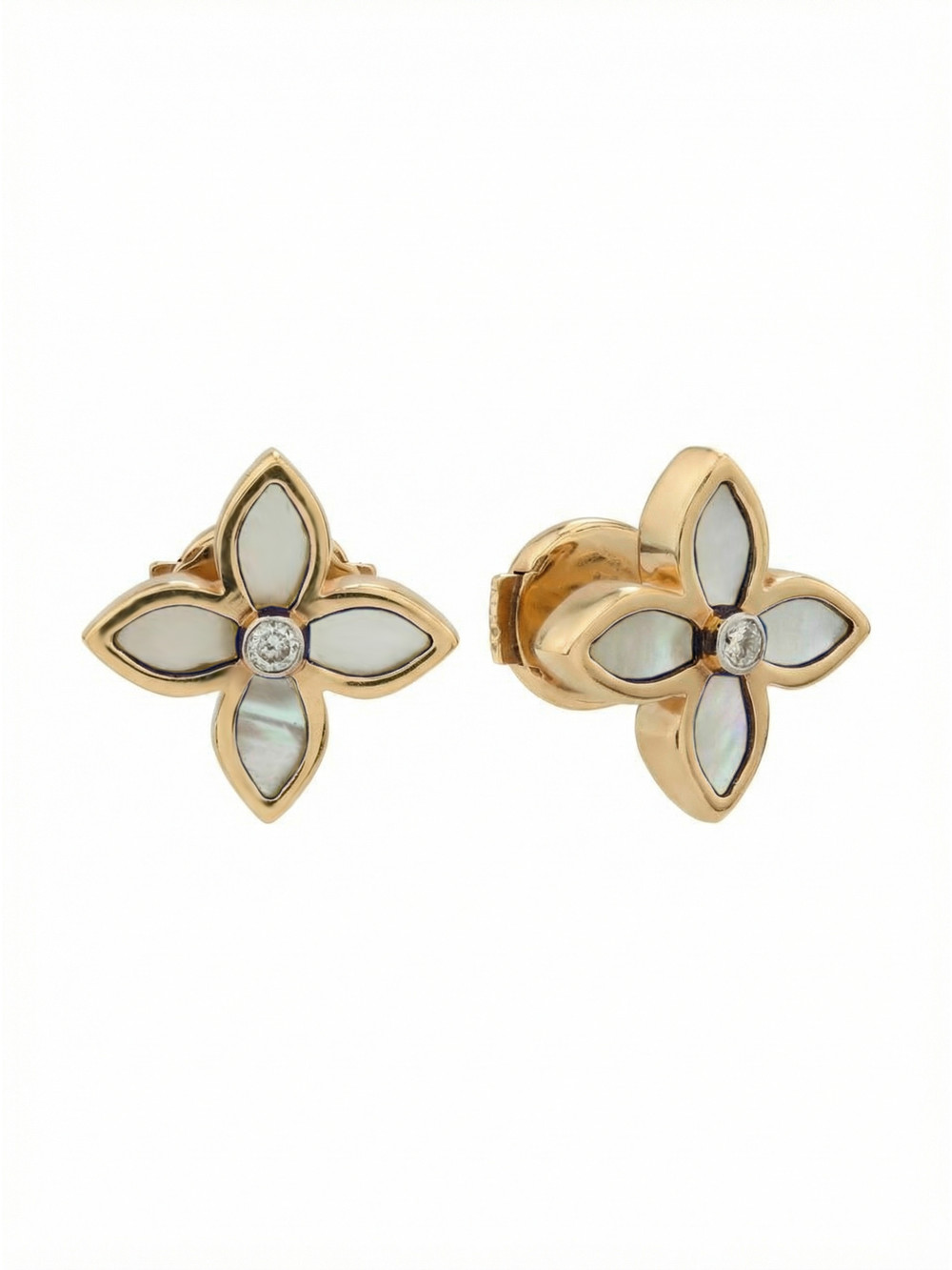 Серьги из золота c бриллиантами и перламутром