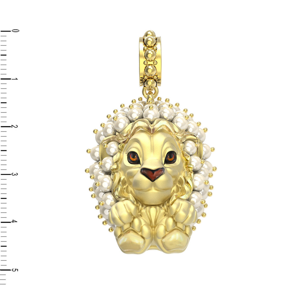 Подвеска из лимонного золота c эмалью и жемчугом