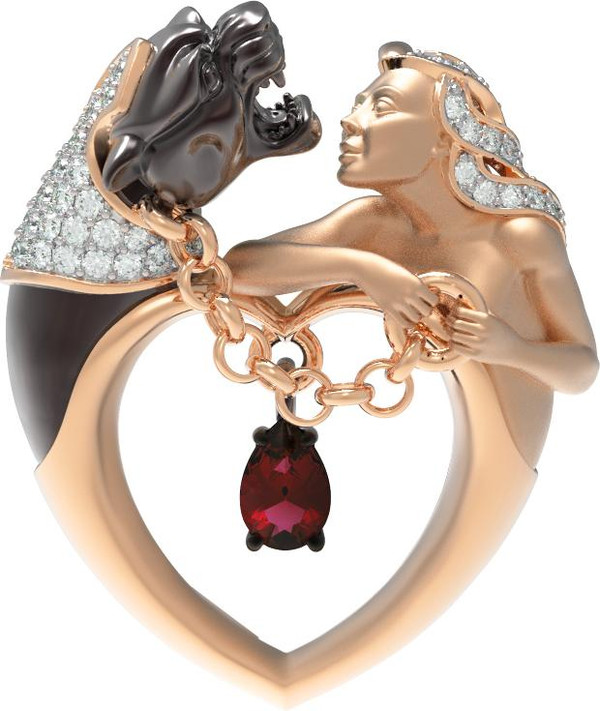 Подвеска из золота c фианитом и гранатом