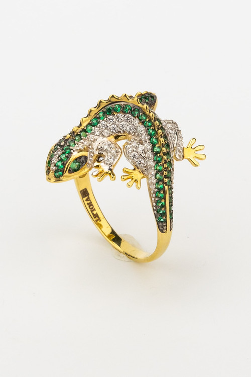 Кольцо из лимонного золота c фианитом