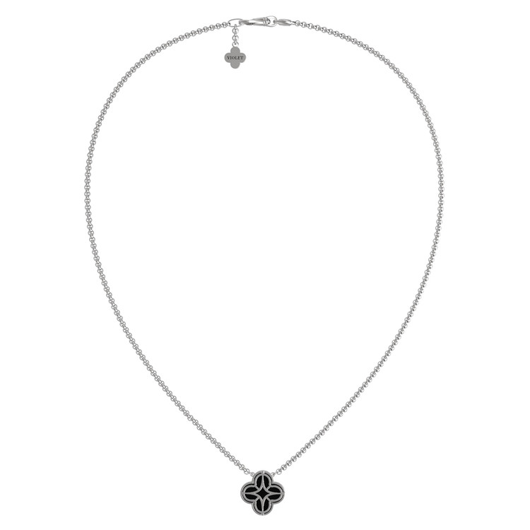 Колье из белого золота c бриллиантами и ониксом