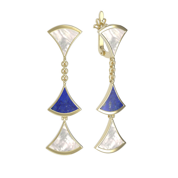 Серьги из лимонного золота c лазуритом и перламутром