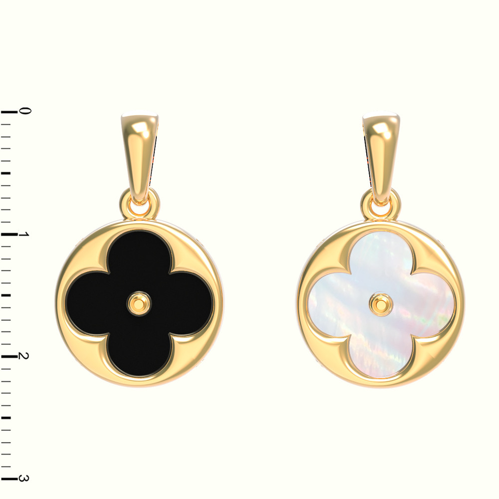 Подвеска из лимонного золота c ониксом и перламутром