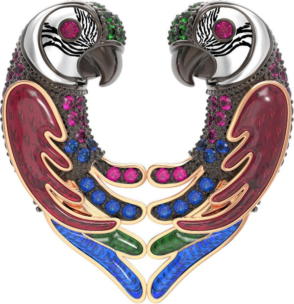 Подвеска из золота c эмалью и фианитом