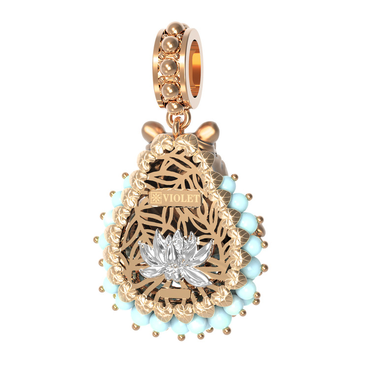 Подвеска из золота c эмалью и бирюзой