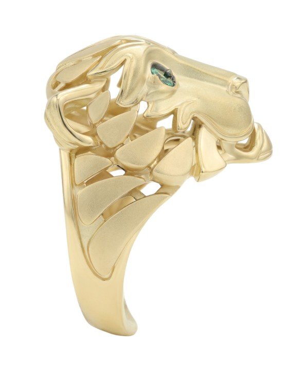 Кольцо из лимонного золота c изумрудом и рубином