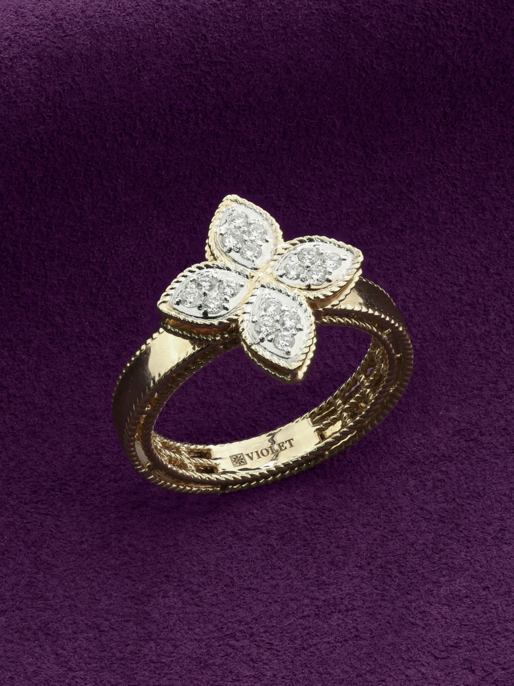 Кольцо из лимонного золота c бриллиантами