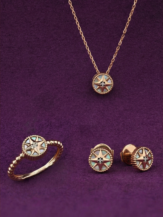 Серьги из золота c бриллиантами и перламутром