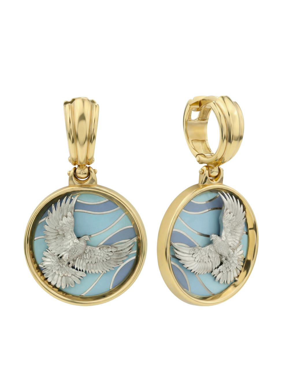 Серьги из лимонного золота c эмалью