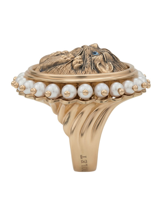 Кольцо из золота c эмалью и жемчугом