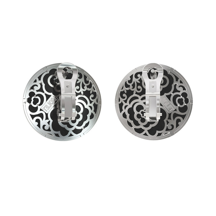 Серьги из белого золота c ониксом и перламутром