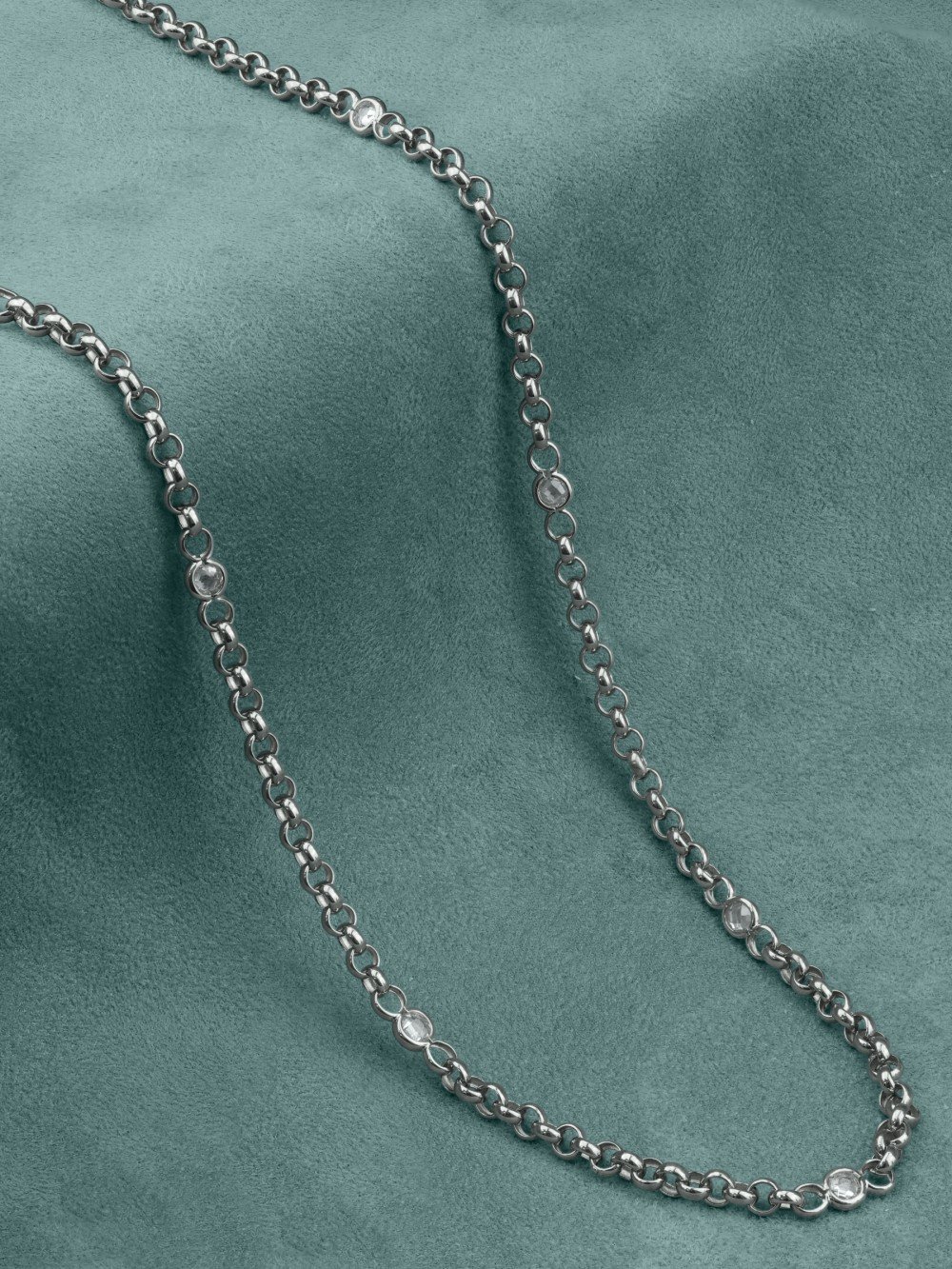 Цепь из белого золота c фианитом