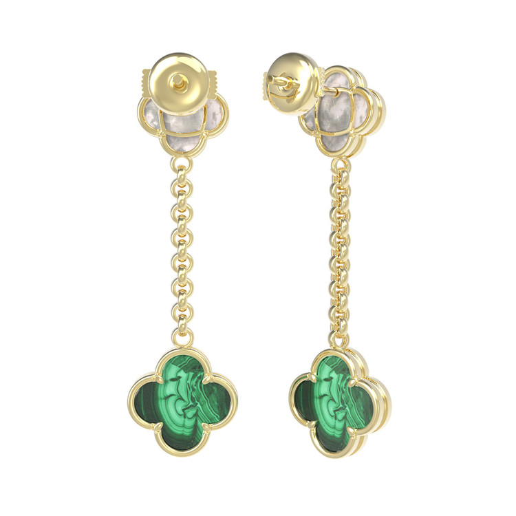 Серьги из лимонного золота c малахитом и перламутром
