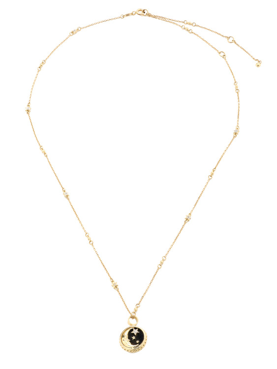 Колье из лимонного золота c бриллиантами, ониксом и перламутром