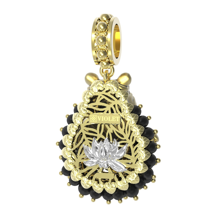 Подвеска из лимонного золота c эмалью и ониксом