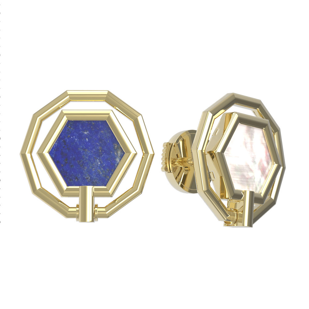 Серьги из лимонного золота c лазуритом и перламутром