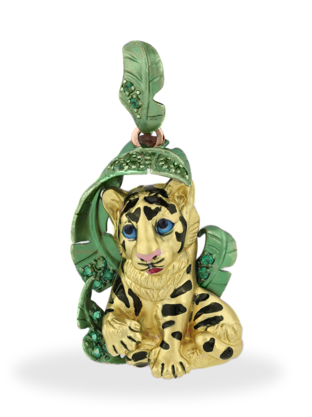 Подвеска из золота c эмалью и изумрудом