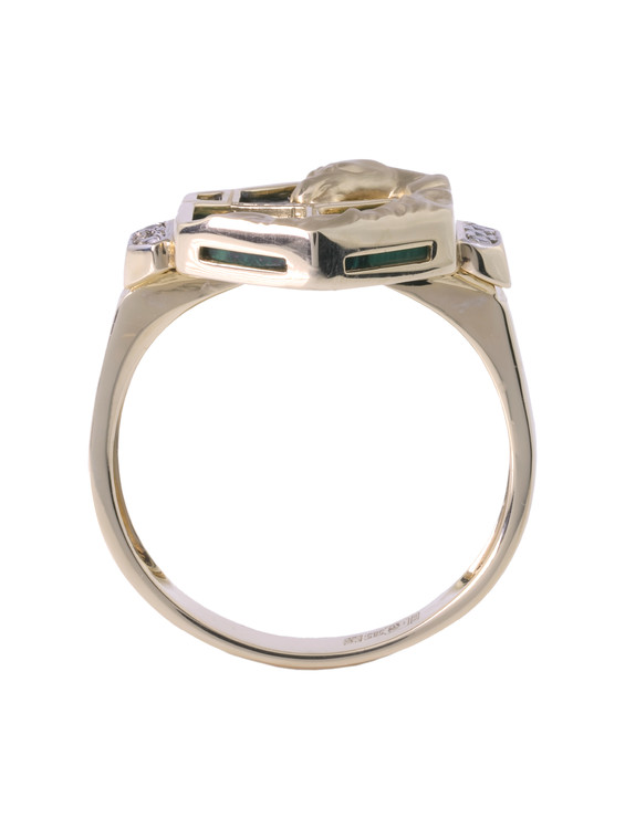 Кольцо из лимонного золота c бриллиантами и малахитом