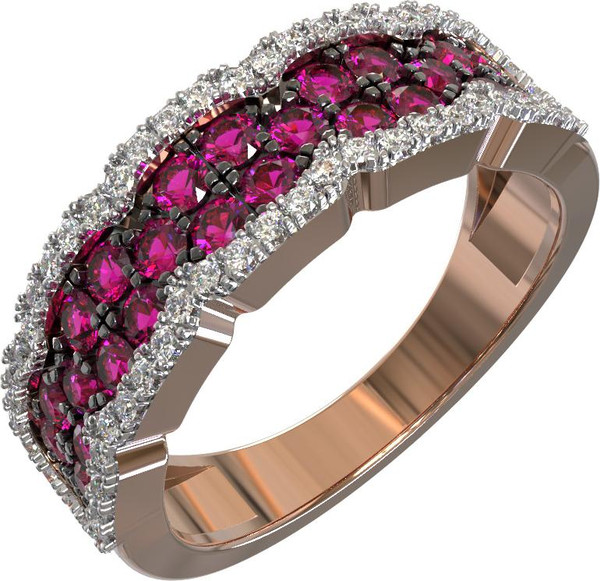 Кольцо из золота c бриллиантами и рубином