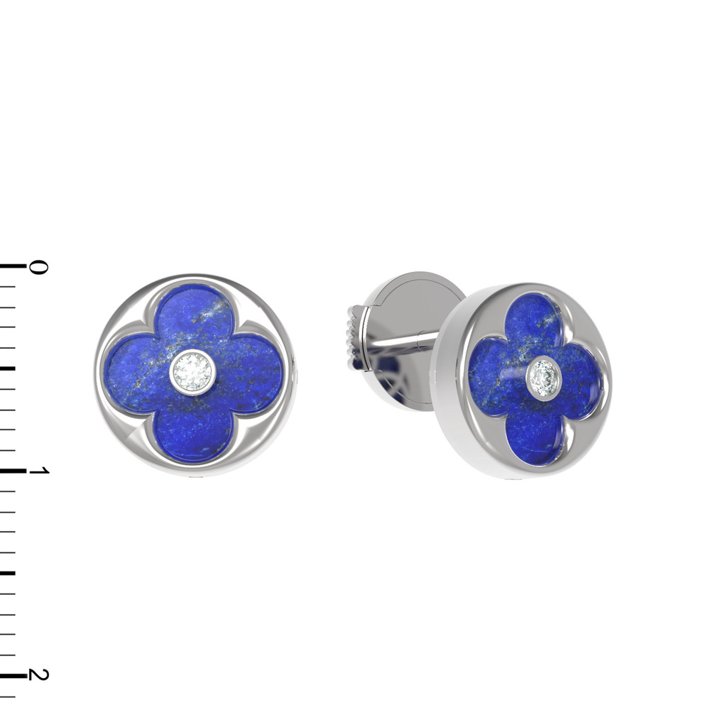 Серьги из белого золота c бриллиантами и лазуритом