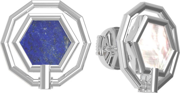 Серьги из белого золота c лазуритом и перламутром