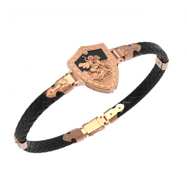 Браслет из золота c шнурком и ониксом