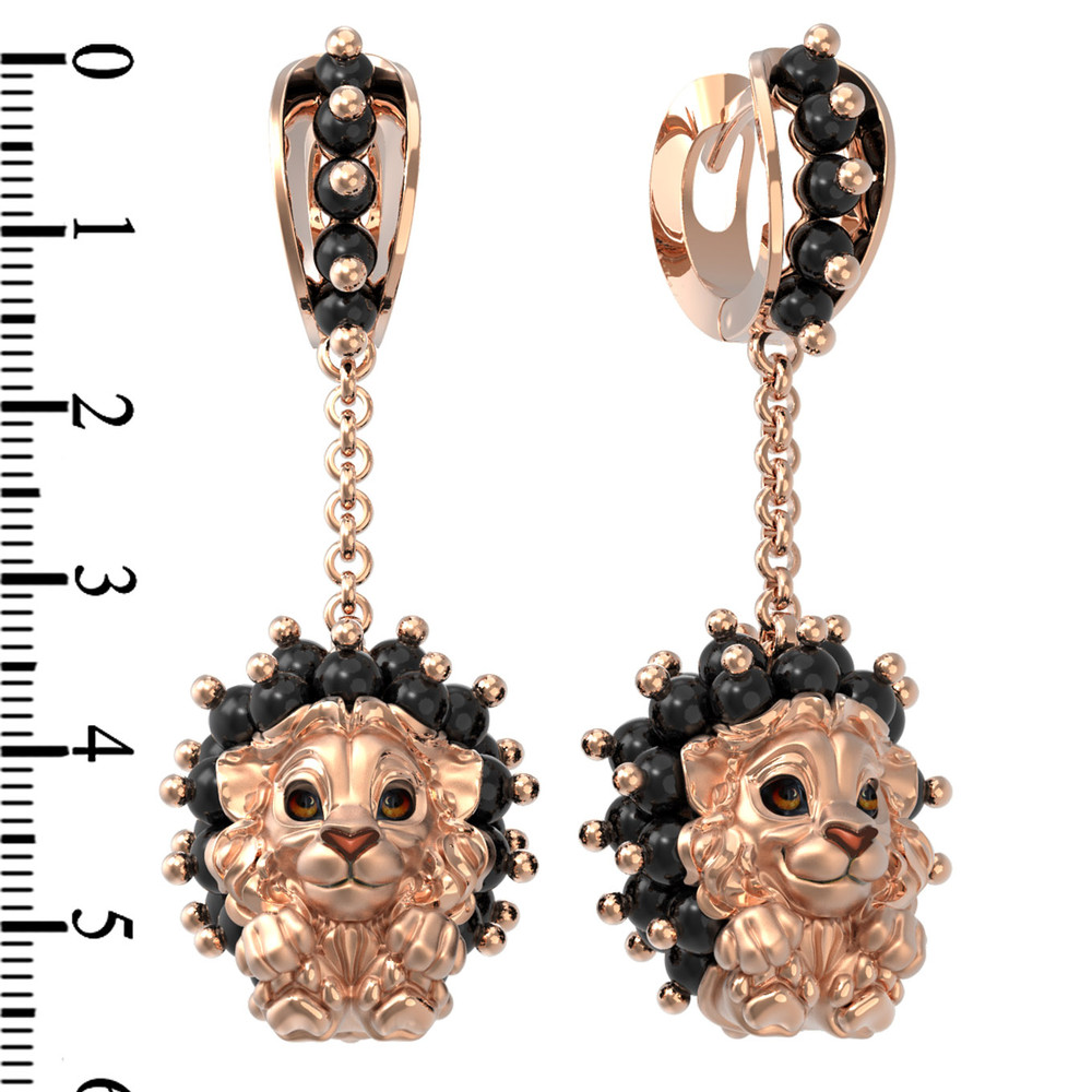 Серьги из золота c эмалью и ониксом