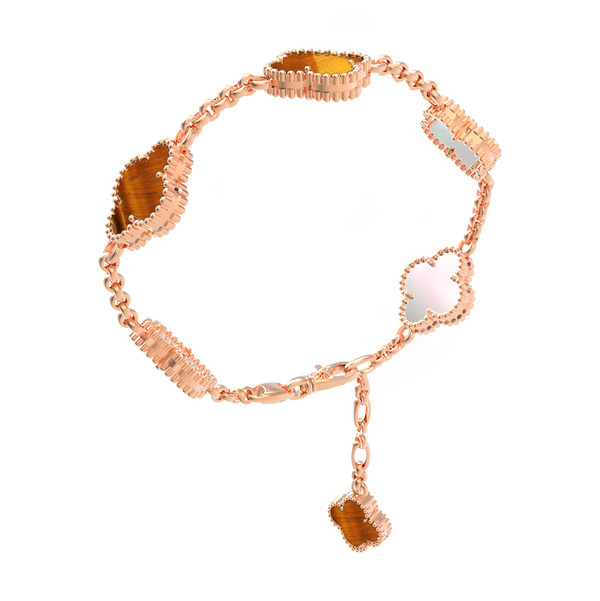 Браслет из золота c тигровым глазом и перламутром