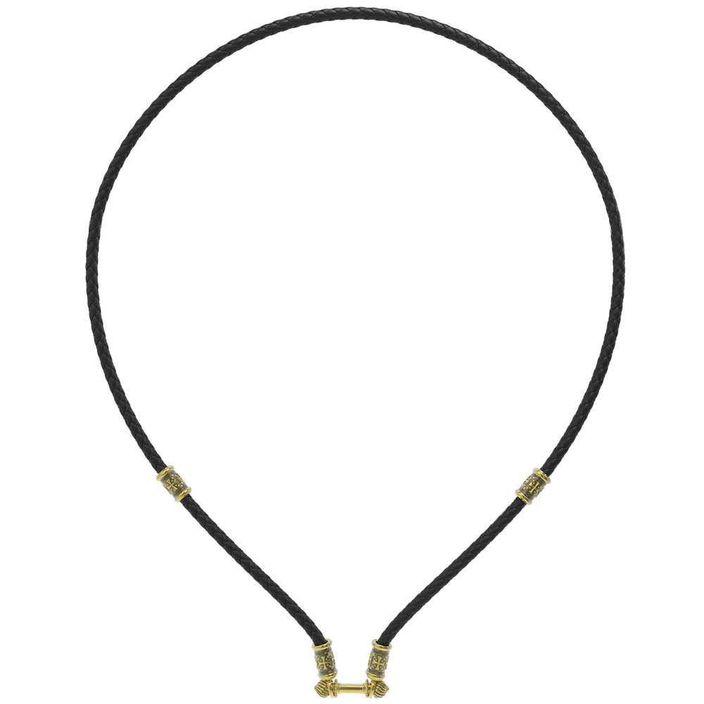 Гайтан из лимонного золота c кожаным шнурком