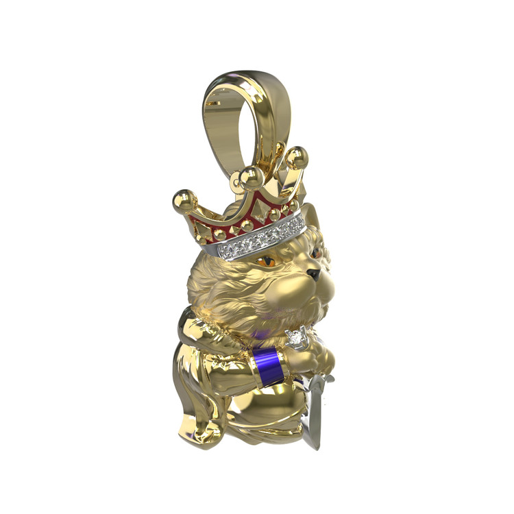 Подвеска из лимонного золота c эмалью, бриллиантами и рубином