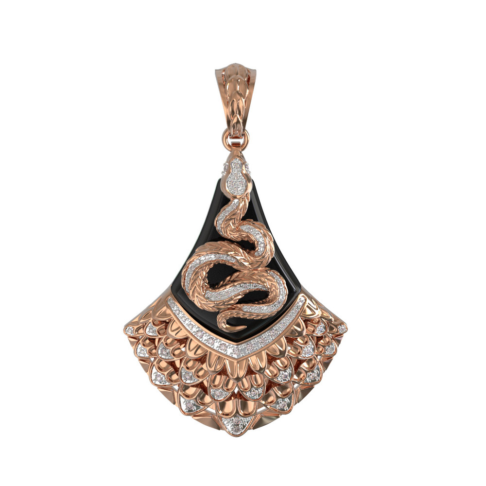 Подвеска из золота c бриллиантами и ониксом