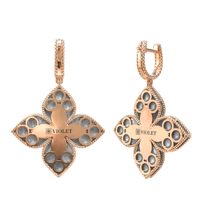 Серьги из золота c бриллиантами и перламутром