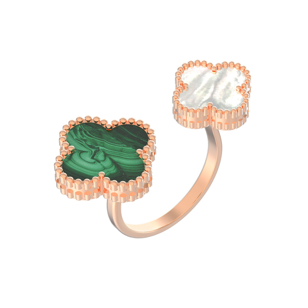 Кольцо из золота c малахитом и перламутром