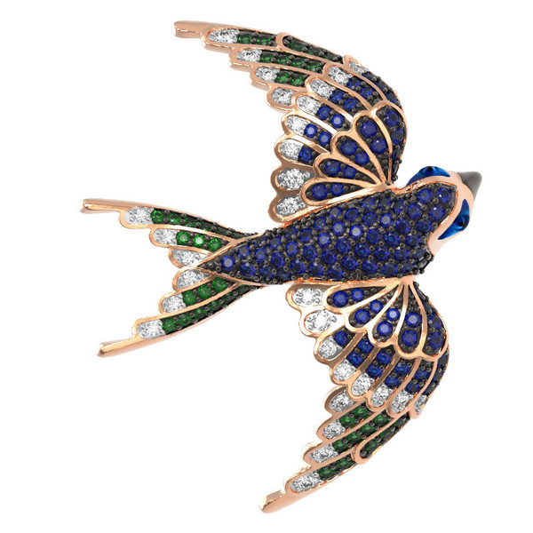 Подвеска из золота c эмалью и фианитом