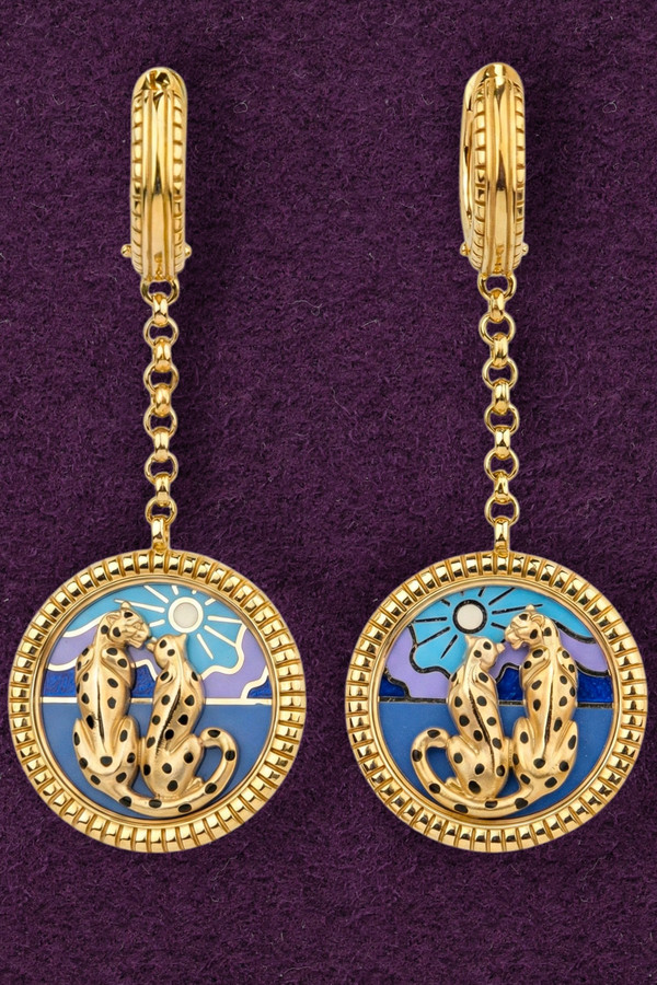 Серьги из лимонного золота c эмалью