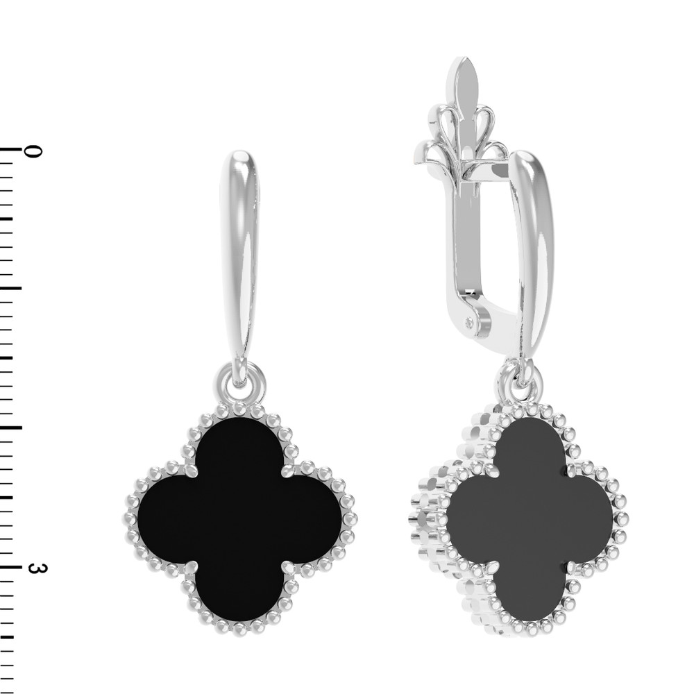 Серьги из белого золота c ониксом