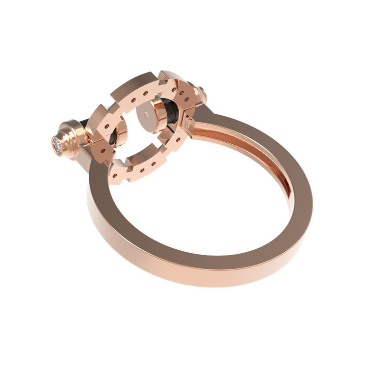 Кольцо из золота c бриллиантами и ониксом