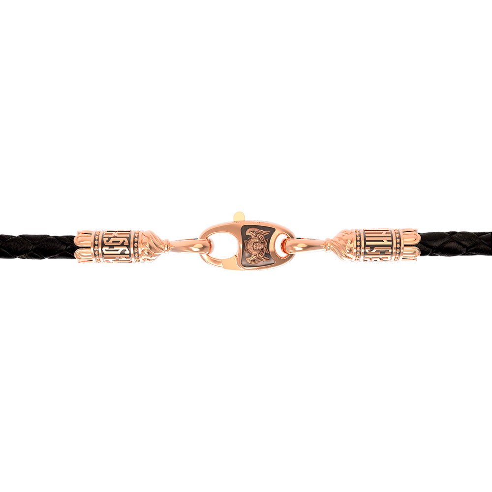 Гайтан из золота c кожаным шнурком