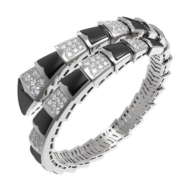 Браслет из белого золота c бриллиантами и ониксом