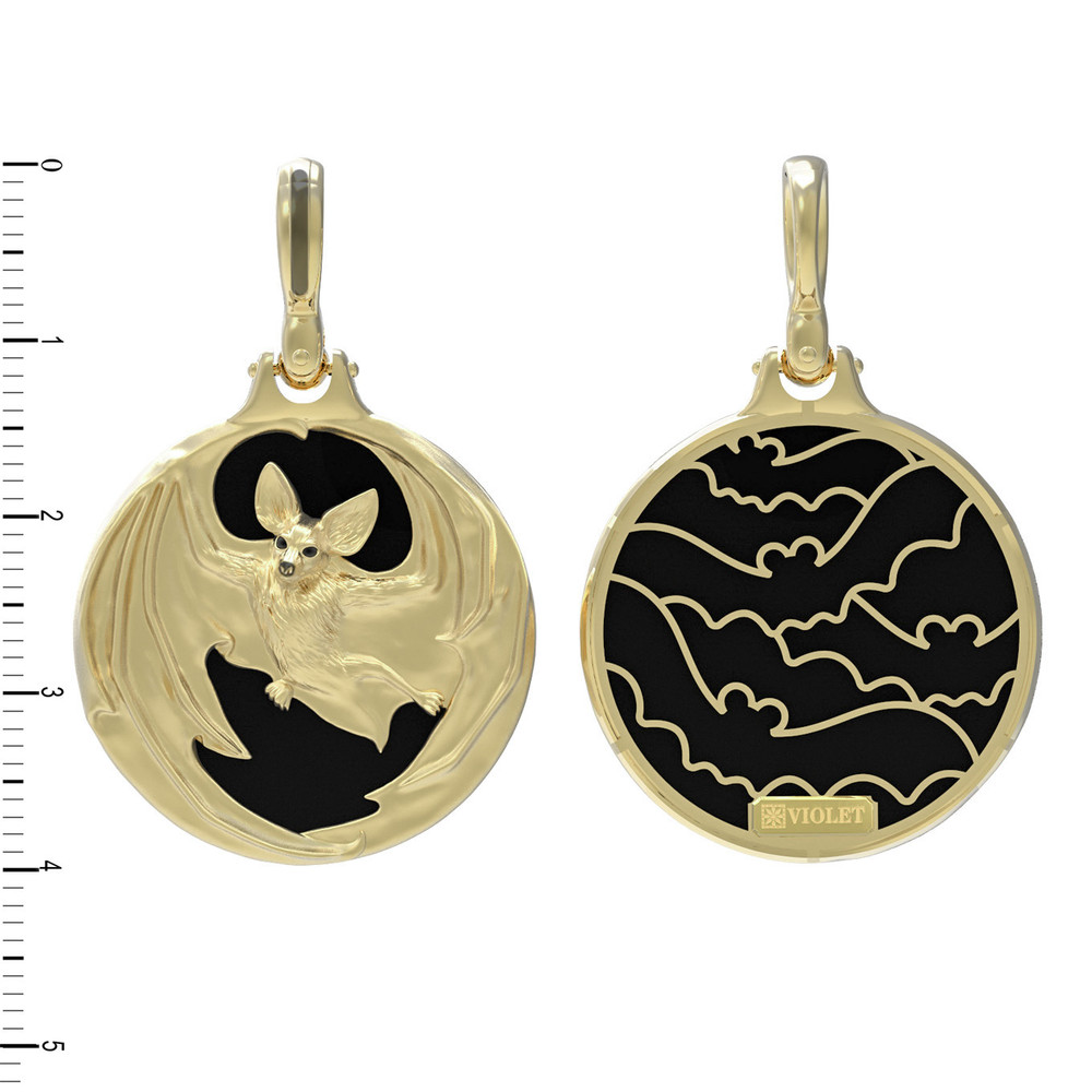 Подвеска из лимонного золота c эмалью и ониксом