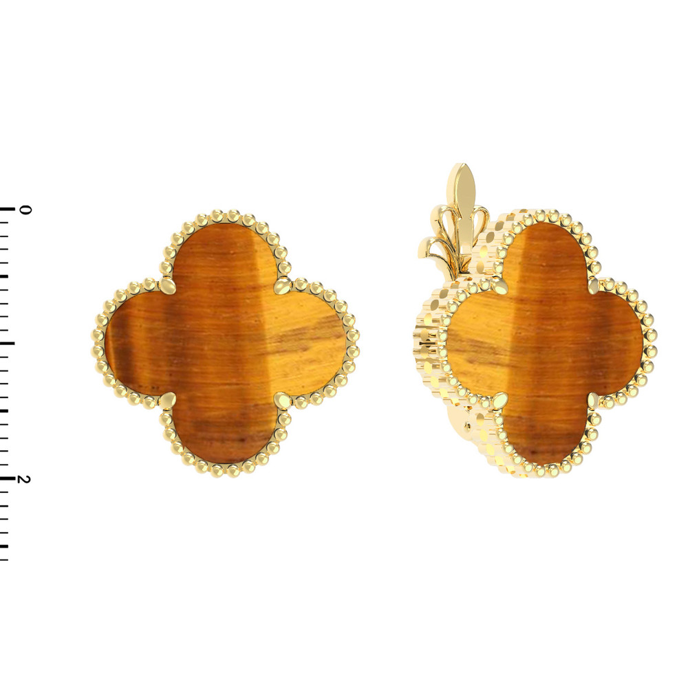 Серьги из лимонного золота c тигровым глазом