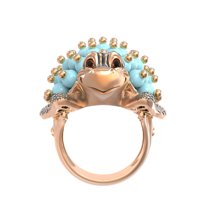 Кольцо из золота c эмалью и бирюзой