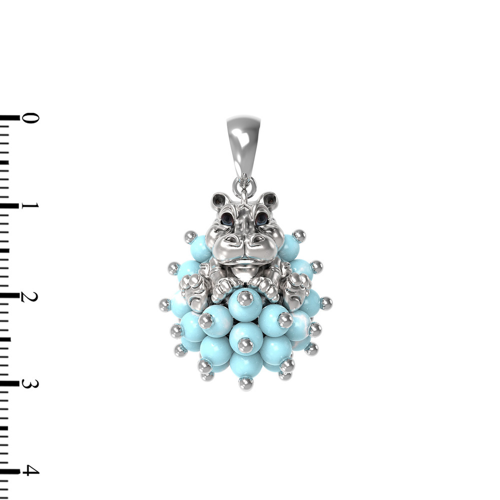 Подвеска из белого золота c эмалью и бирюзой