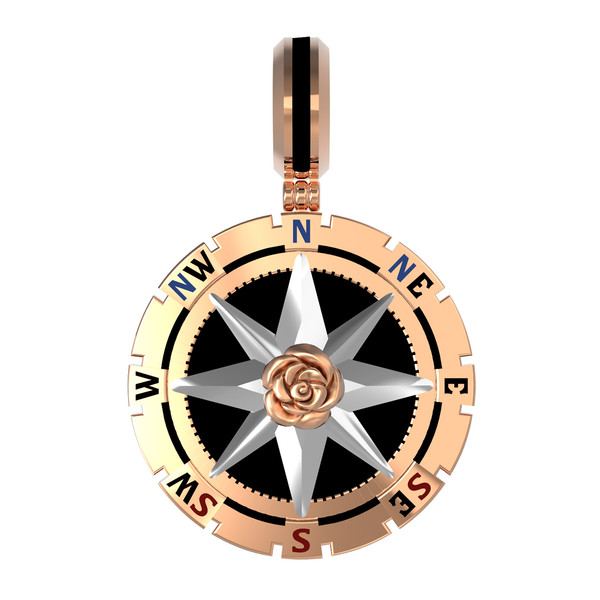 Подвеска из золота c эмалью и ониксом