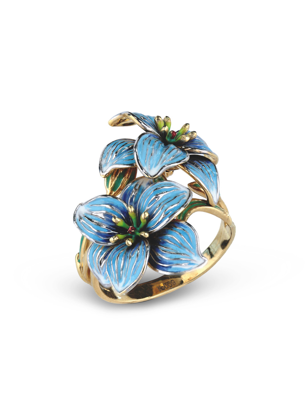 Кольцо из лимонного золота c эмалью